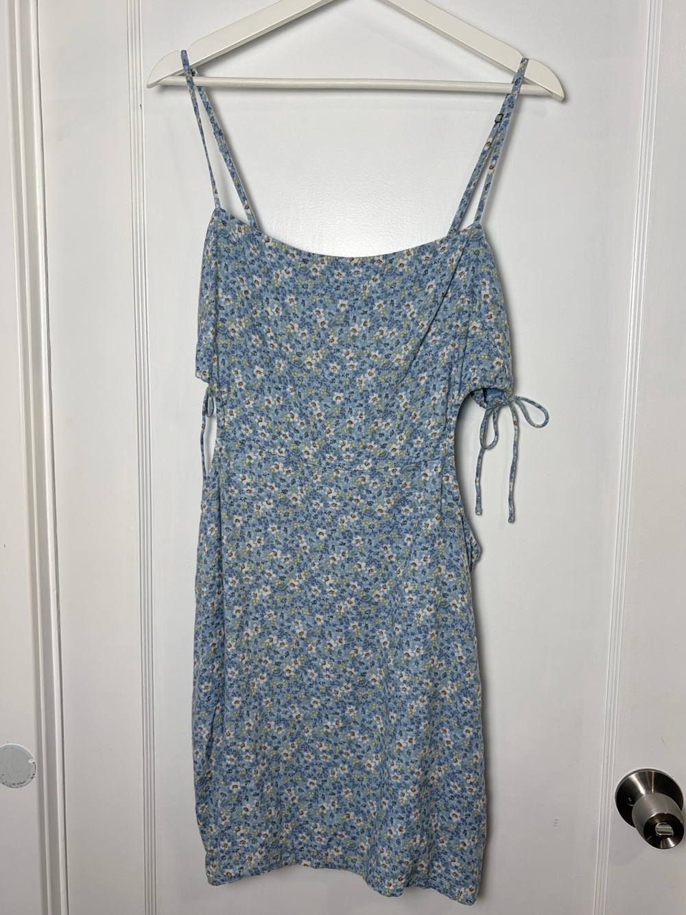 ABERCROMBIE & FITCH Linen Floral Dress Cutout Tie Large